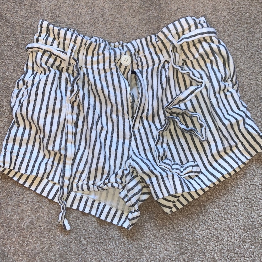 Stripped paper bag shorts